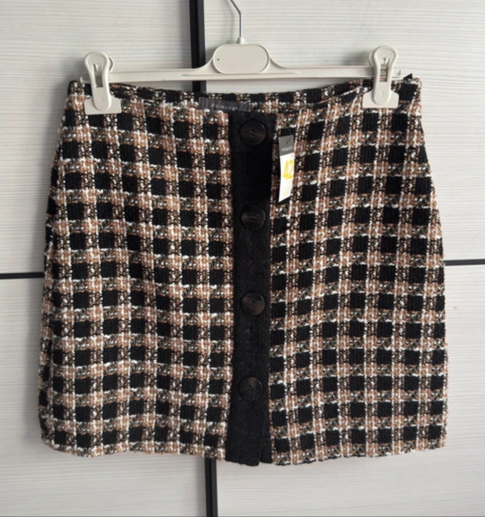 Falda de tweed de cuadros de Primark (Talla 42) 